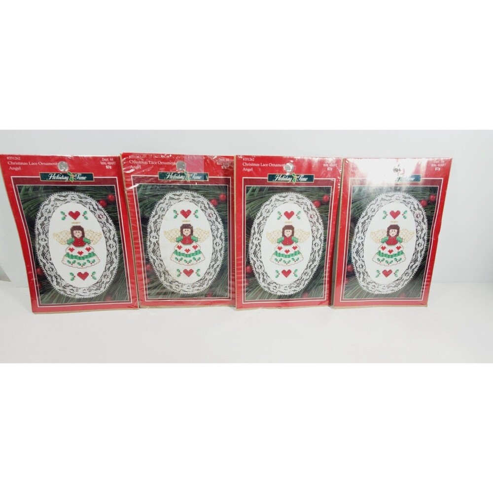 Christmas Lace Ornament Angels Lot of 4 Cross Stitch Kit Holiday Time New - Picture 2 of 4